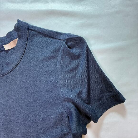 Hutch Anthropologie Navy Ponte Fit & Flare Dress Short Sleeve Pleated Skirt Sz 4 - Picture 10 of 11